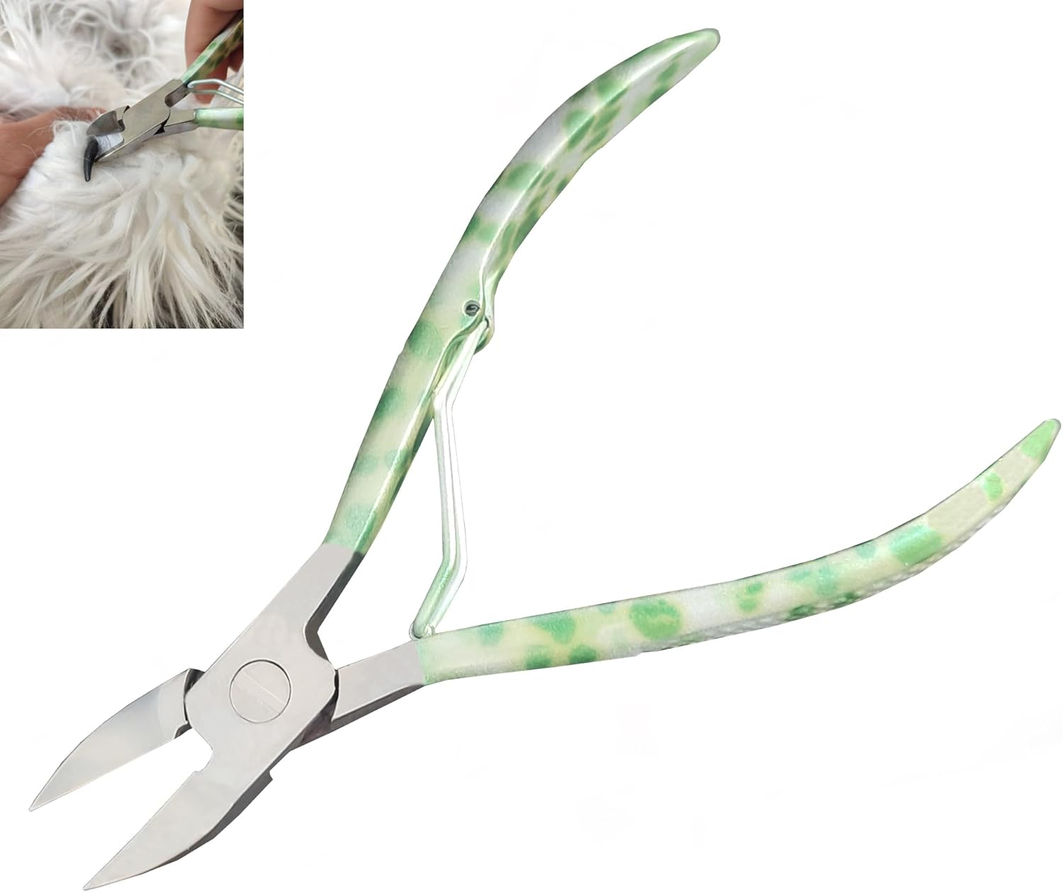 Dog Claw Care Toenail Clippers Professional Stainless Steel Nail Clippers Thick Puffy Nails Podiatrist Pedicure Tool Sharp Blade for Cats Dogs 5.5 Green image number 5
