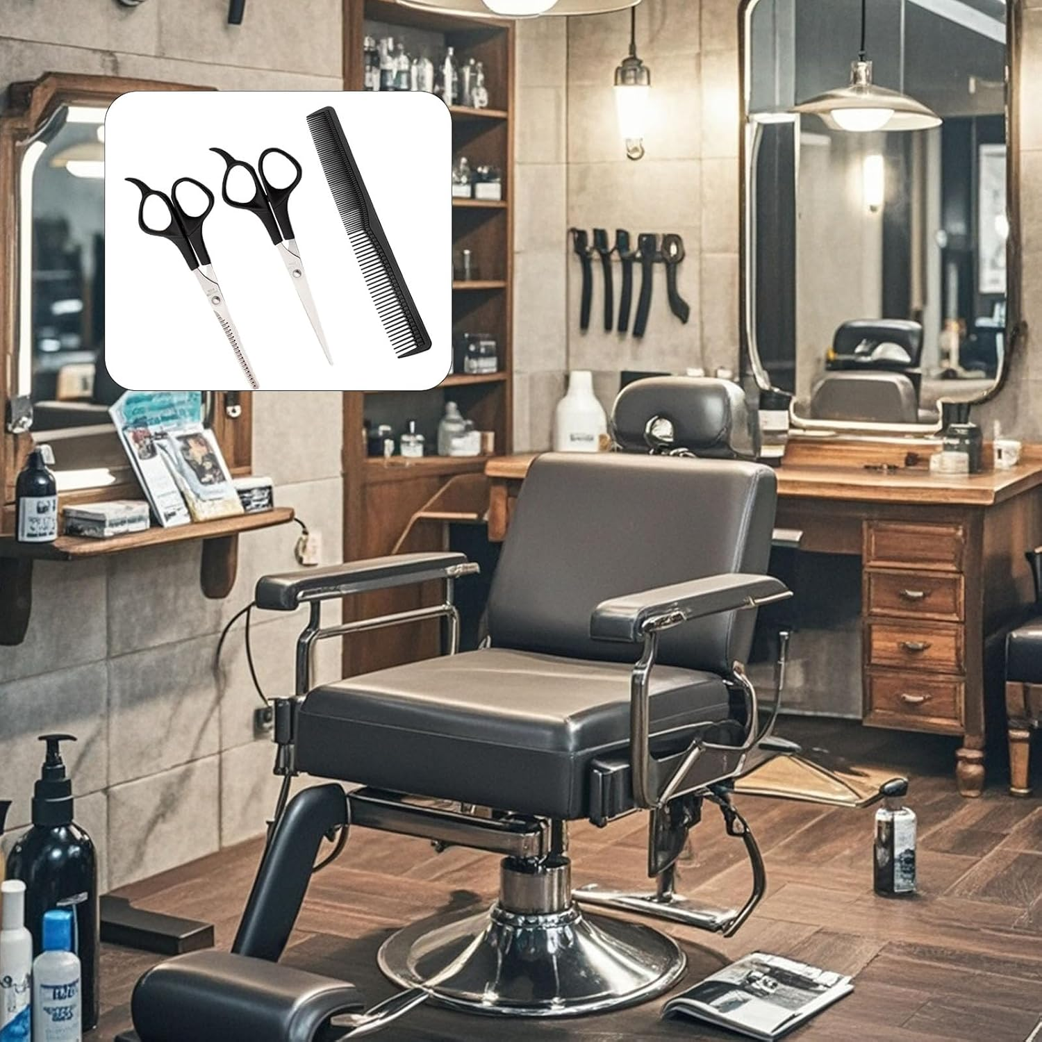 Hairdressing Scissors Set Professional Hairdressing Scissors Comb Flat Scissors Sharp Household Men Women image number 4