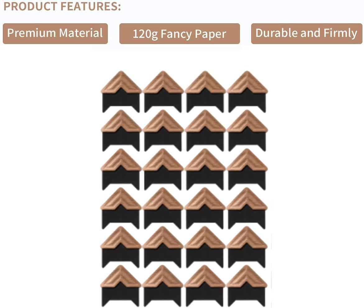 15 Sheets 360 Pcs Rose-Gold Acid-Free Photo Corners Mounting Self Adhesive for DIY Photo Album Journal