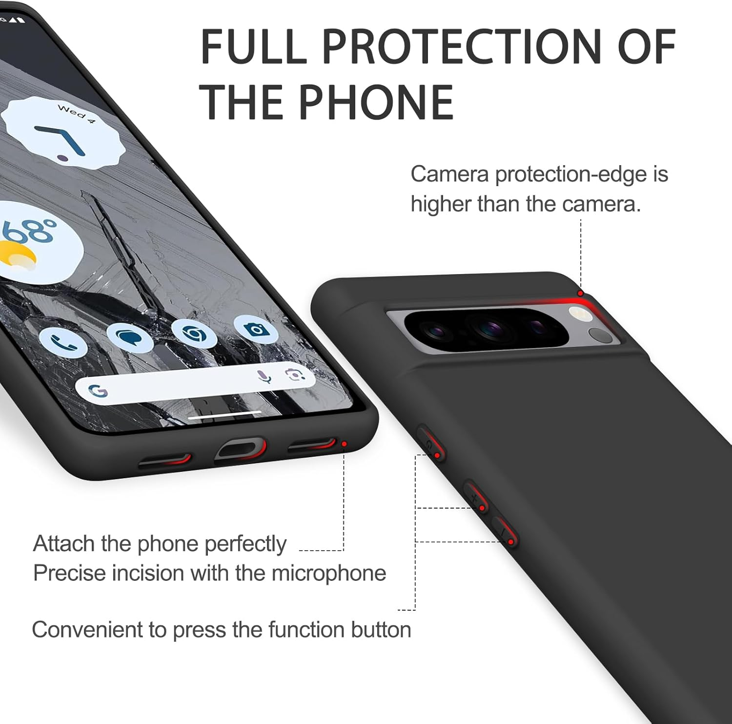 Silicone Case for Google Pixel 8 Pro Case(2023), Ultra Thin Flexible Premium Rubber Full Body Protection Anti-Fingerprint Dust-Proof Shockproof Anti-Scratch for Pixel 8 Pro Cover image number 3