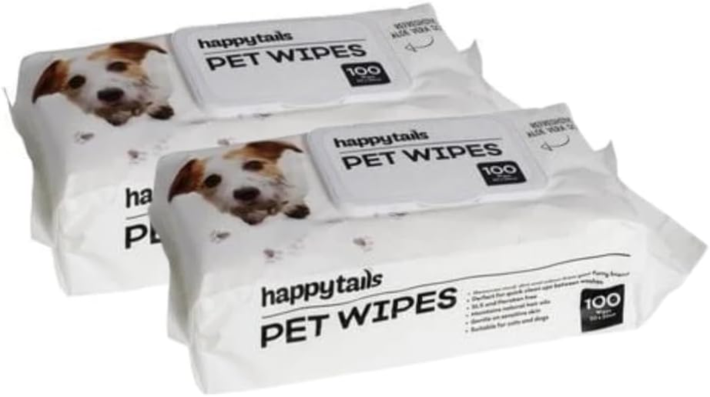 Happy Tails Pet Wipes, 100 Count, Aloe Vera Scented, Removes Mud and Odour (2 Pack) image number 3