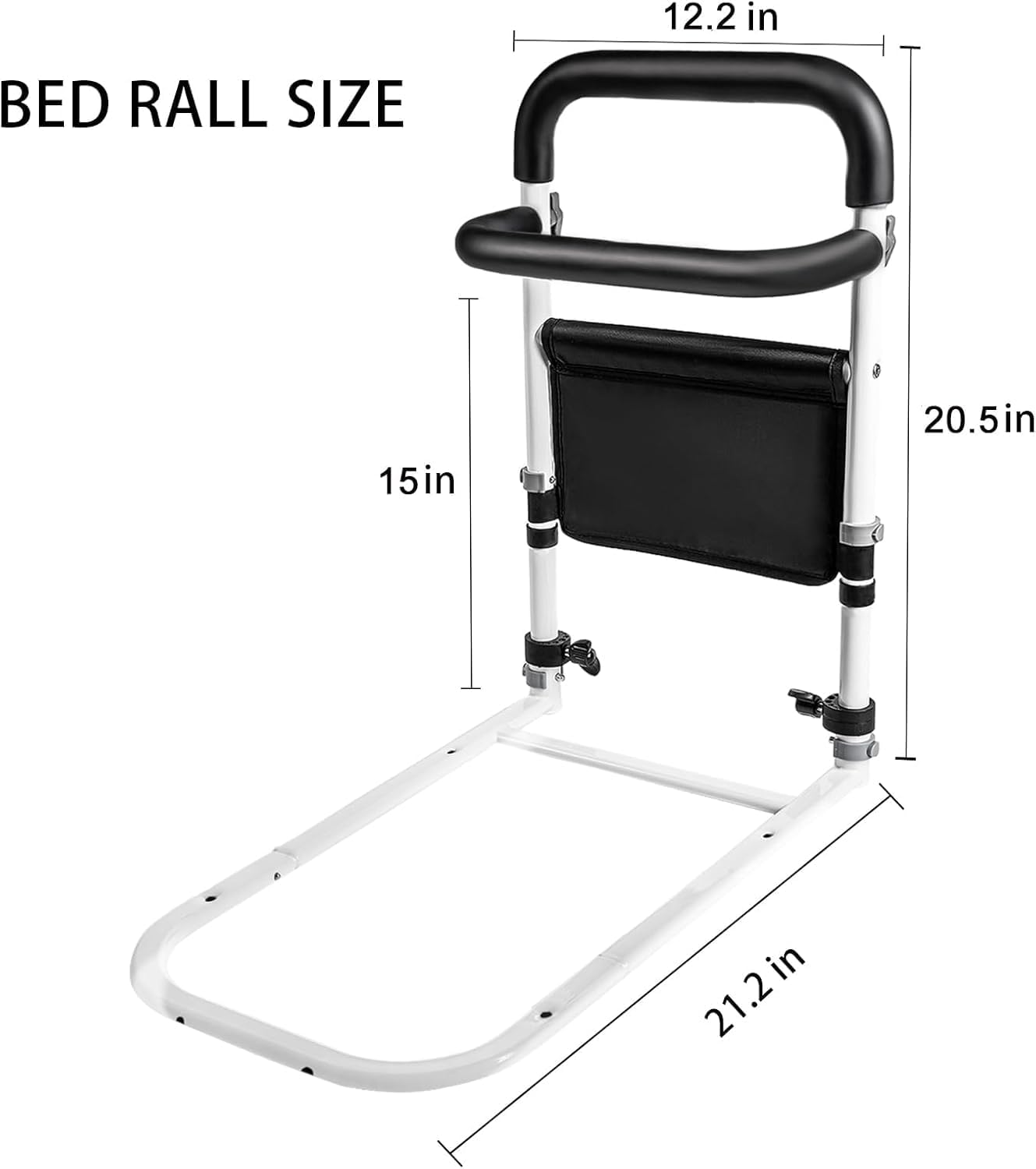 Bed Rails for Elderly Adults Safety with 2 Handles,Bed Assist Rail Adjustable Height for Seniors,Double Crossbeam Bed Cane with Side Rails for Maximum Safety and Support