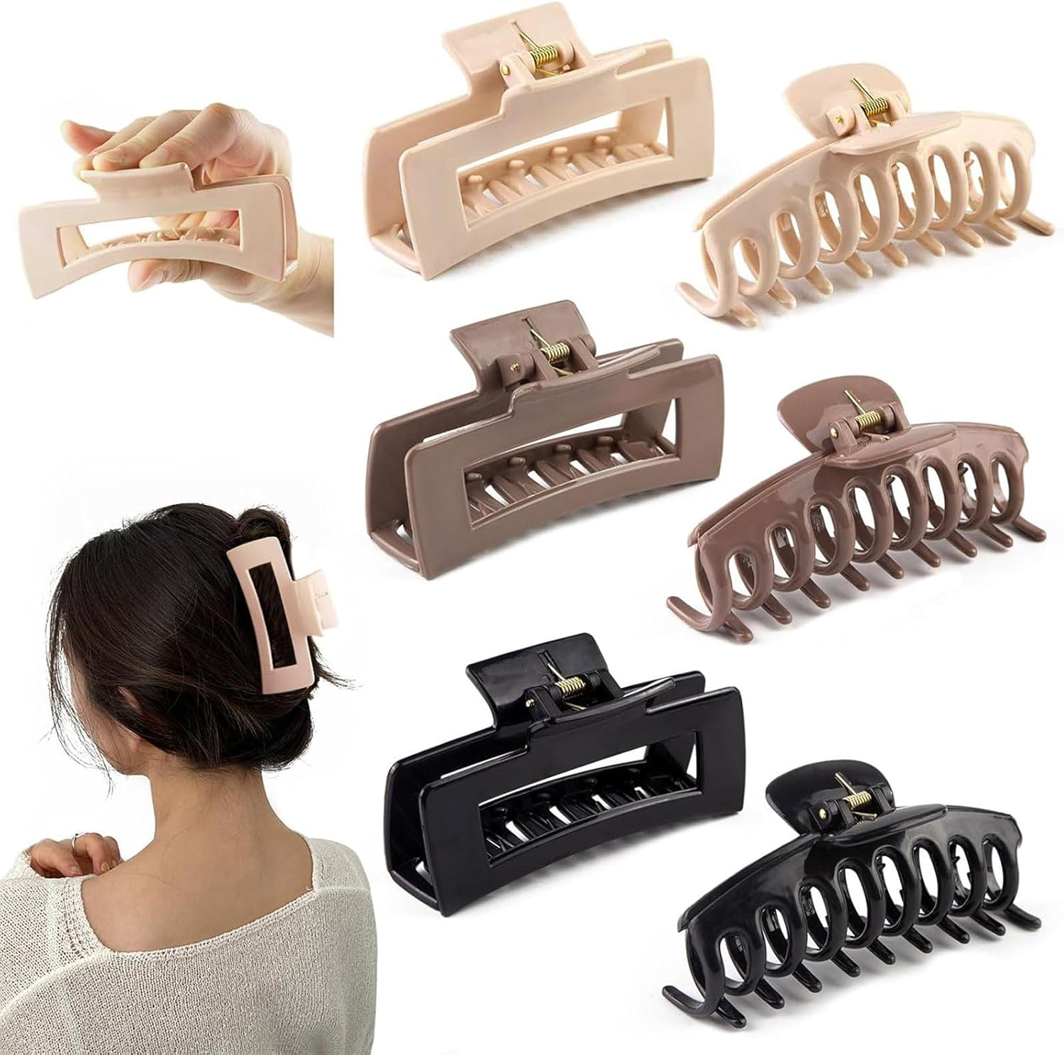 Muorruo 6 Piece Medium Silicone Cloud-Shape Hair Claws, Soft and Flexible Rectangular Hair Claws, Break-Resistant with Non-Slip Strong Grip, Hair Clips for Fine and Curly Hair image number 1