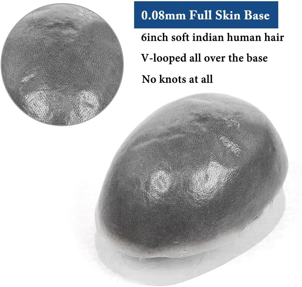 Replacement Men'S Capillary Prothesis 0.08Mm V Looped Full PU Base Toupee Natural Black Human Hair Male Hair System Systems image number 1