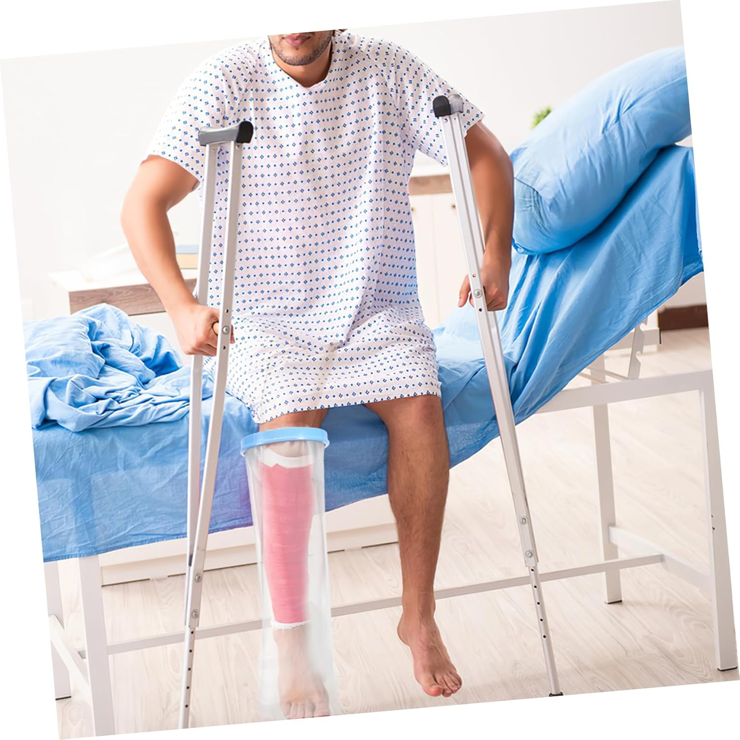 Waterproof Leg Cast Cover for Showering Adult Short Leg Foot Protector Reusable Seal for Keeping Cast Dry image number 6