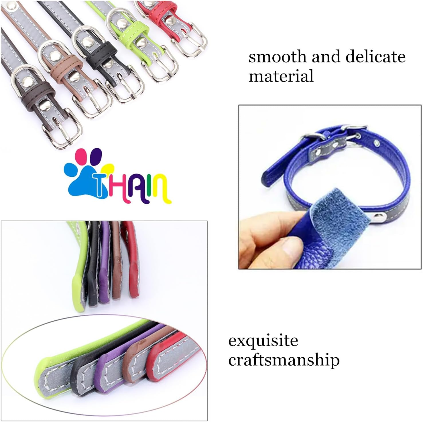 THAIN Personalized Reflective Cat Dog Collar with Name Plate Custom Engraved Cute Puppy Kitten Dog Cat Collars for Male Female Boy Girl Small Medium Large Dogs (Black, XS) image number 4