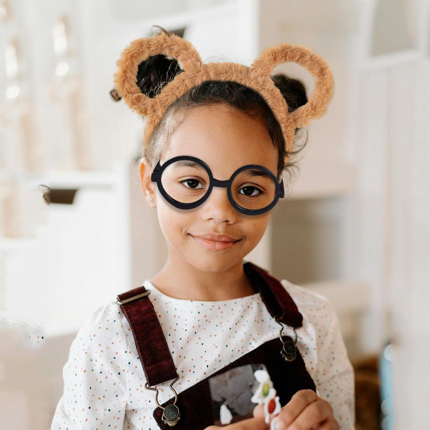 3 Pieces Brown Plush Headband, 3 Pieces Black Glasses, Cute Accessories for Bear Ear Hair Accessories, Role Play of Children, Party Outfits. image number 4