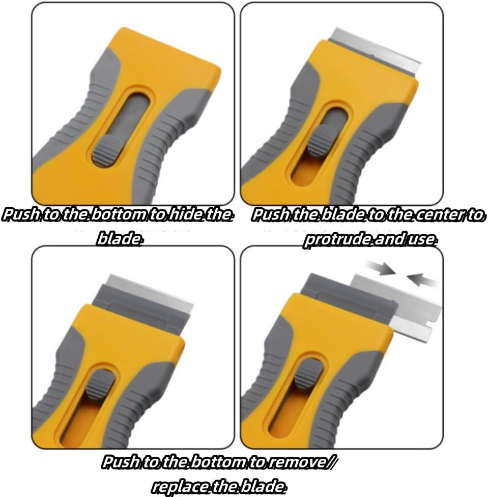 DACUAN Hob Oven Hand Cleaning Tool Set, Non-Scratch Glass Window Remover with 14 Spare Replacement + 2 Stainless Brush for Removing Burnt-On Food Glass Ceramic Wallpaper Labels Sticker Adhesive Glue image number 5