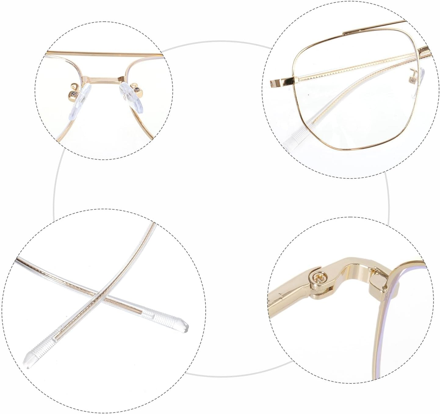 OJIOUI 1Pcs Fake Glasses Non  Glasses Classic Clear Lens Metal Frame Square Old Man Costume Eyewear for Men Women Halloween Daily Wear image number 2