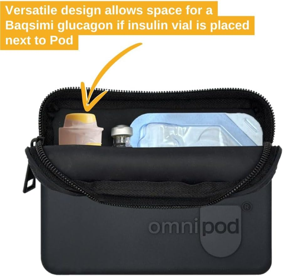 Omnipod Protective Travel Case | Silicone Storage Fits an Insulin Vial and One Pod| Diabetic Care Products | Diabetes Supplies Organizer (Black) image number 2