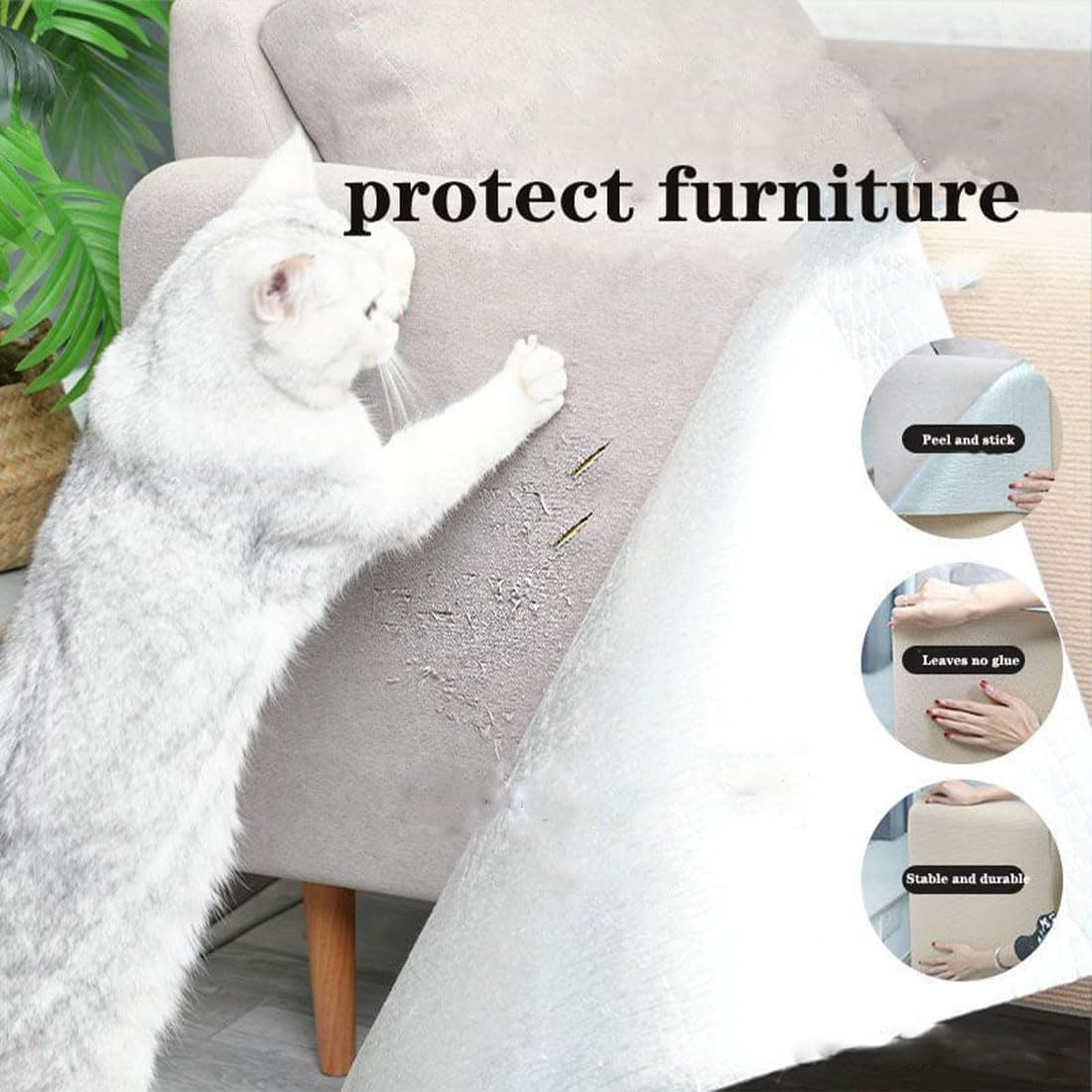 Cat Scratching Mat, Cat Scratching Mat, Cat Wall Scratching Boards, Trimmable Self-Adhesive Cat Couch Protector, Cat Scratching Mat, Self-Adhesive Carpet Mat Pad Replacement (Dark Grey, 30 X 100 Cm) image number 1