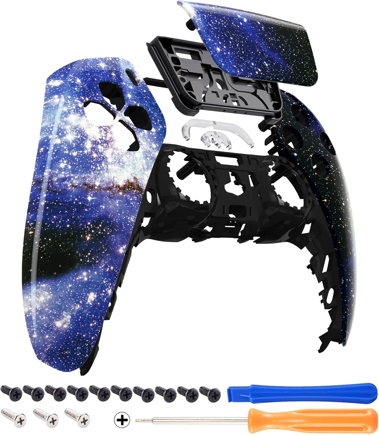 Extremerate Nebula Galaxy Touchpad Front Shell Compatible with Ps5 Controller BDM-010 BDM-020 BDM-030 BDM-040 BDM-050, DIY Replacement Shell Custom Touch Pad Cover Compatible with Ps5 Controller