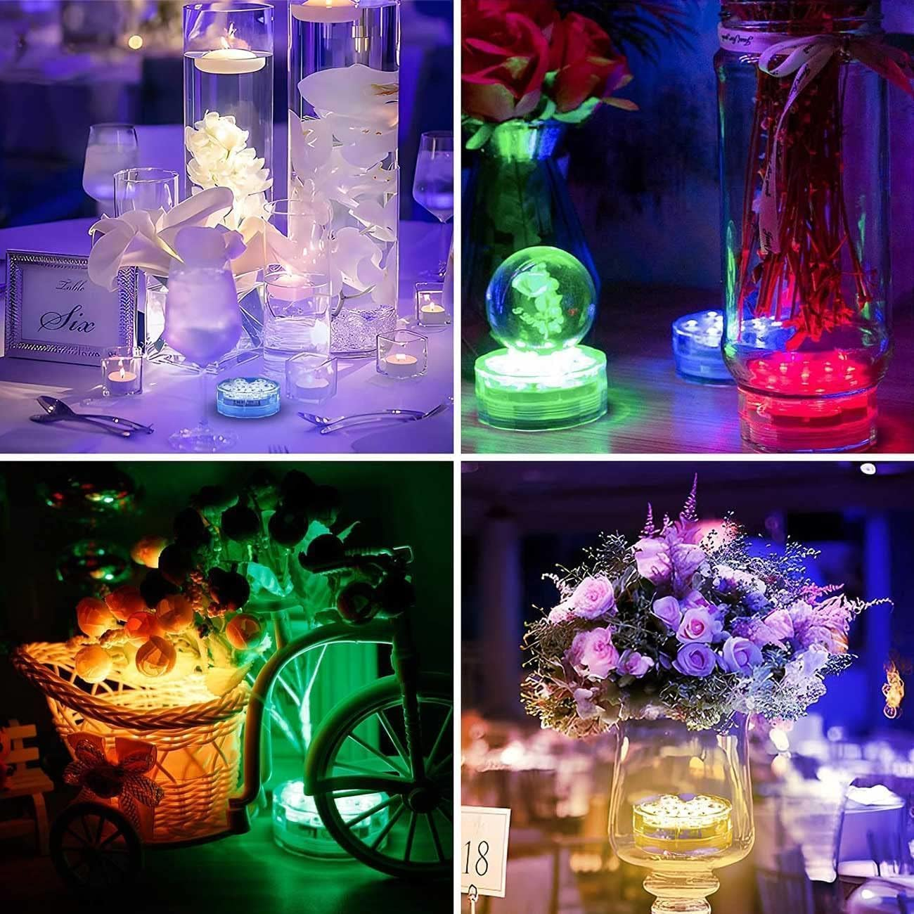 Submersible LED Lights Remote Control Battery Powered, RGB Multi Color Changing Waterproof Light for Pool, Vase Base, Spa, Aquarium, Pond, Hot Tub, Decoration, Party (2-Pack) image number 3