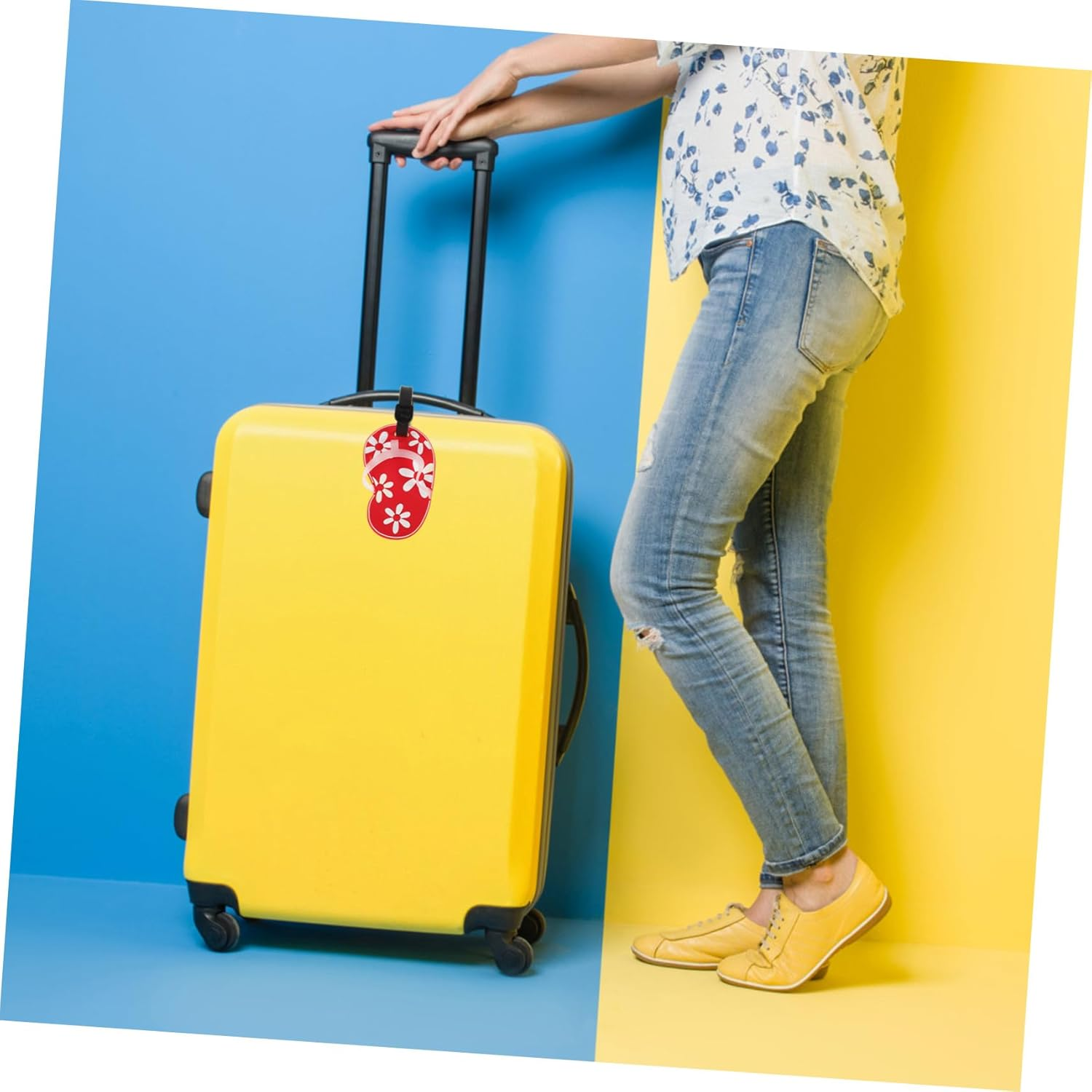 AKOOSY PVC Luggage Tag for Suitcases Red Travel Bag Identifier Label Sturdy Hanging Suitcase Tag for Checked Luggage image number 5