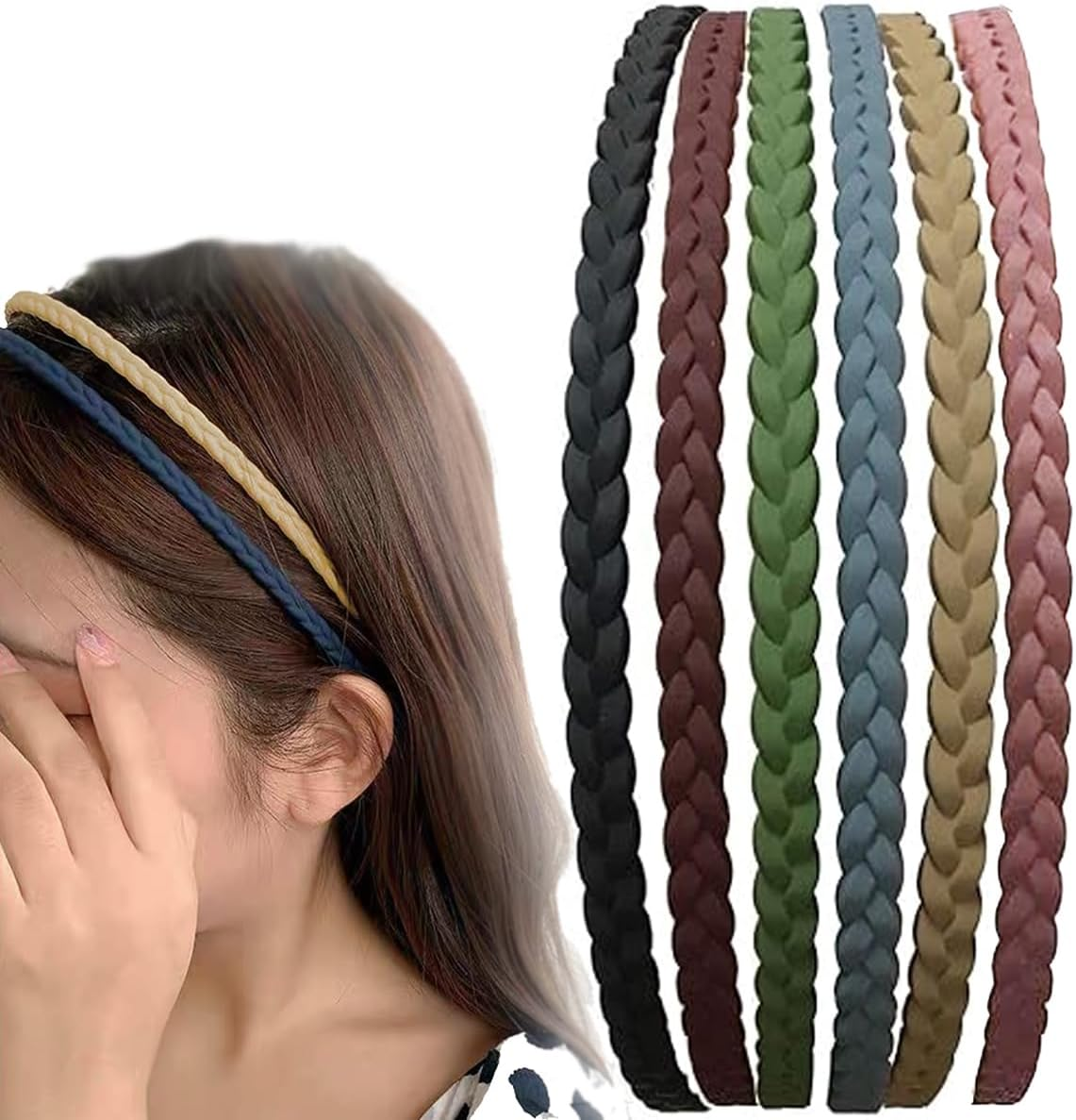 Visxcnu Pack of 6 Thin Hair Bands, Plastic Headbands, Multicoloured Headbands, Plastic for Girls and Women image number 3