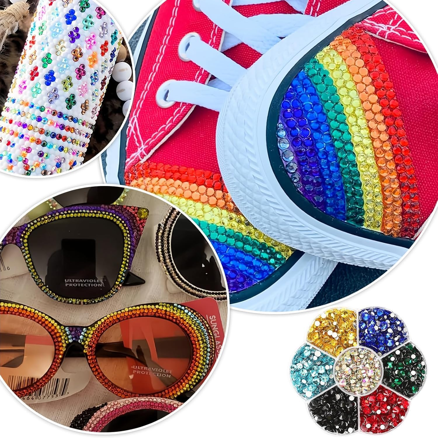 JAONLD Hotfix Rhinestone Flatback 7 Sizes round Glass Facial Gems 1.5Mm-4.8Mm Nail Crystal Rhinestone Bedazzling Tool for Clothes DIY Decoration Manicure Art Crafts (Mixed) image number 6