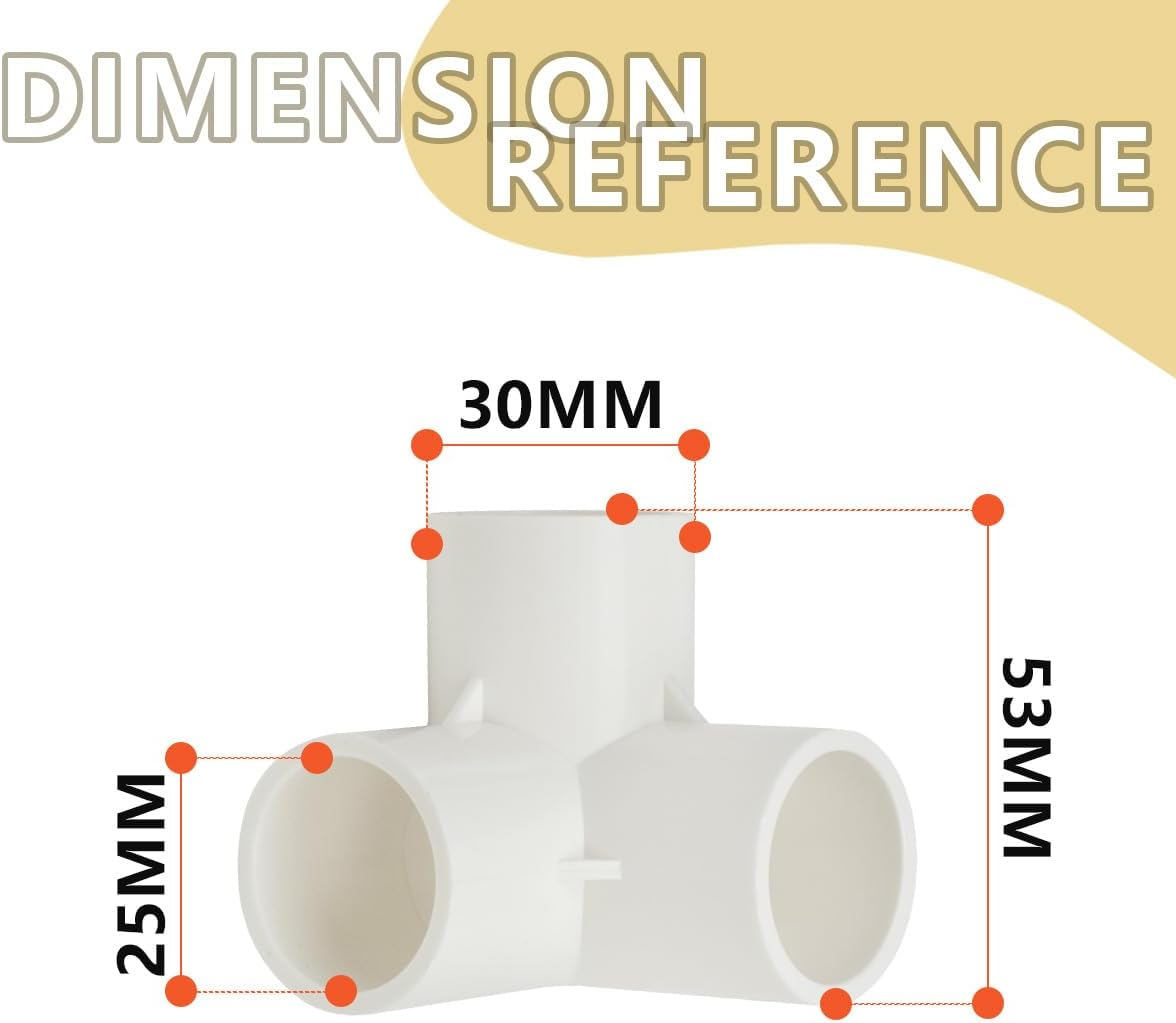 Bwintech 10 Pcs 25 Mm (3/4 Inch) 3 Way Cubic Tee Connector PVC-U Fitting Elbow Coupling Connector Garden Water Pipe Connection image number 3