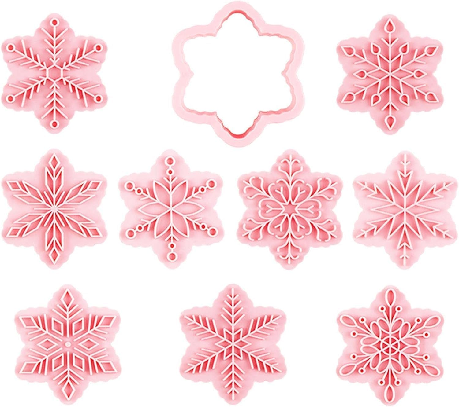 Christmas Pastry Stamper - Snowflake Thanksgiving Christmas Pastry Stamp for Biscuit Cookie,Embossing Cutters for Fondant Biscuit Baking Molds image number 6