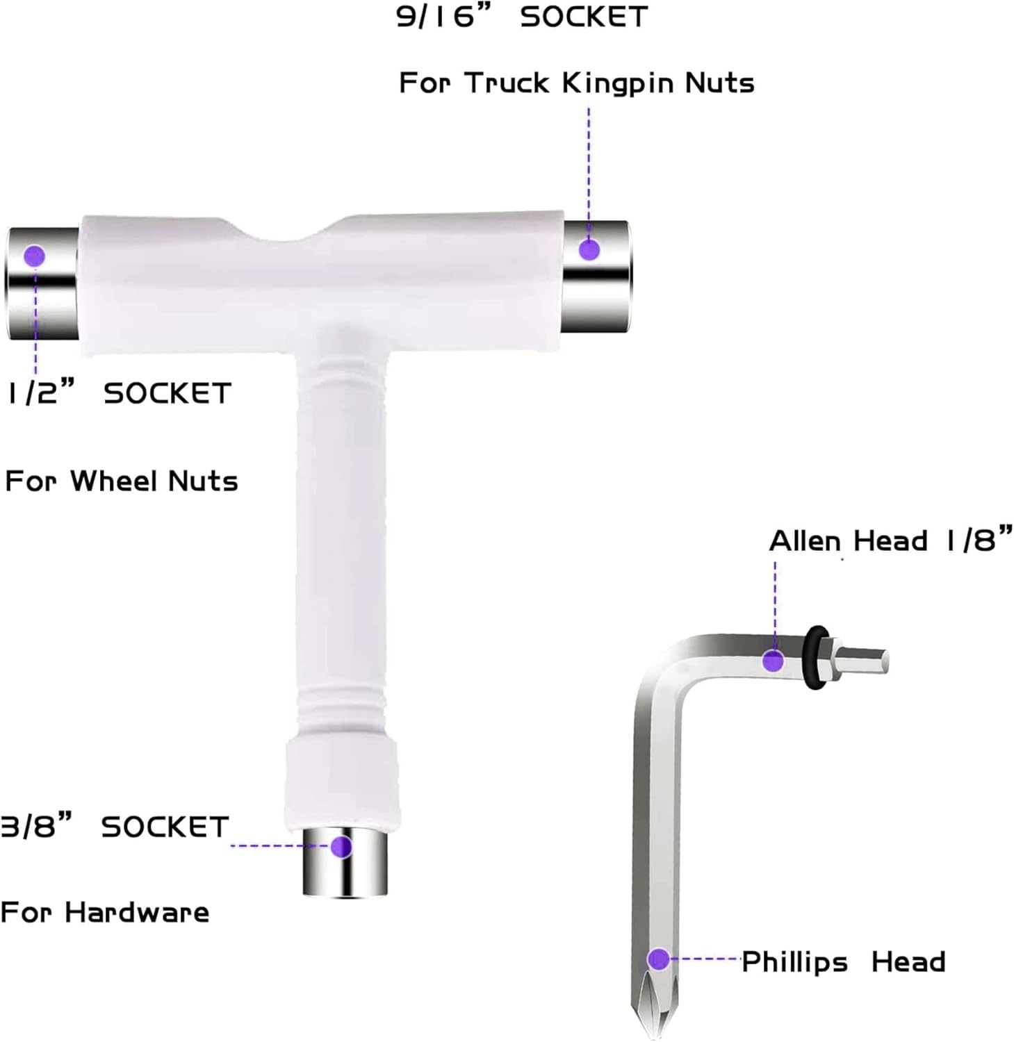 HIGHROCK All-In-One Skate Tools Multi-Function Portable Skateboard T Tool, Y Tool or T Tool Allen Key for Skateboard