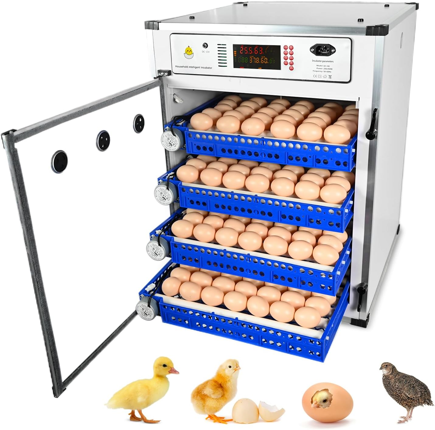 CHAOFLIGHT Egg Incubators, Automatic Incubator Machine with Built-In Egg Turner and Lntelligent Temperature Controller & Humidity Monitoring, for Chick Fry, Duck, Goose, Pigeon, Parrot (272 Eggs)