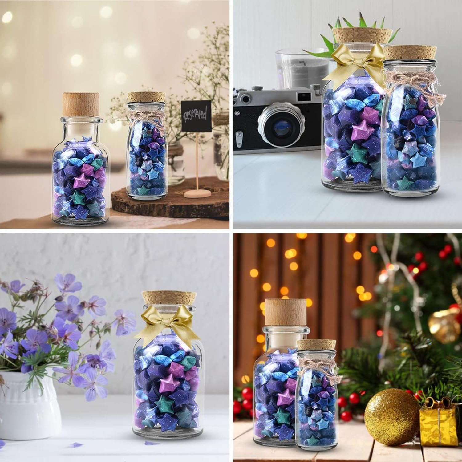 1620 Sheets Space Origami Stars Paper, 8 Different Designs of Beautiful Constellation Origami Lucky Star Paper Folding Strips for DIY Handmade Crafts