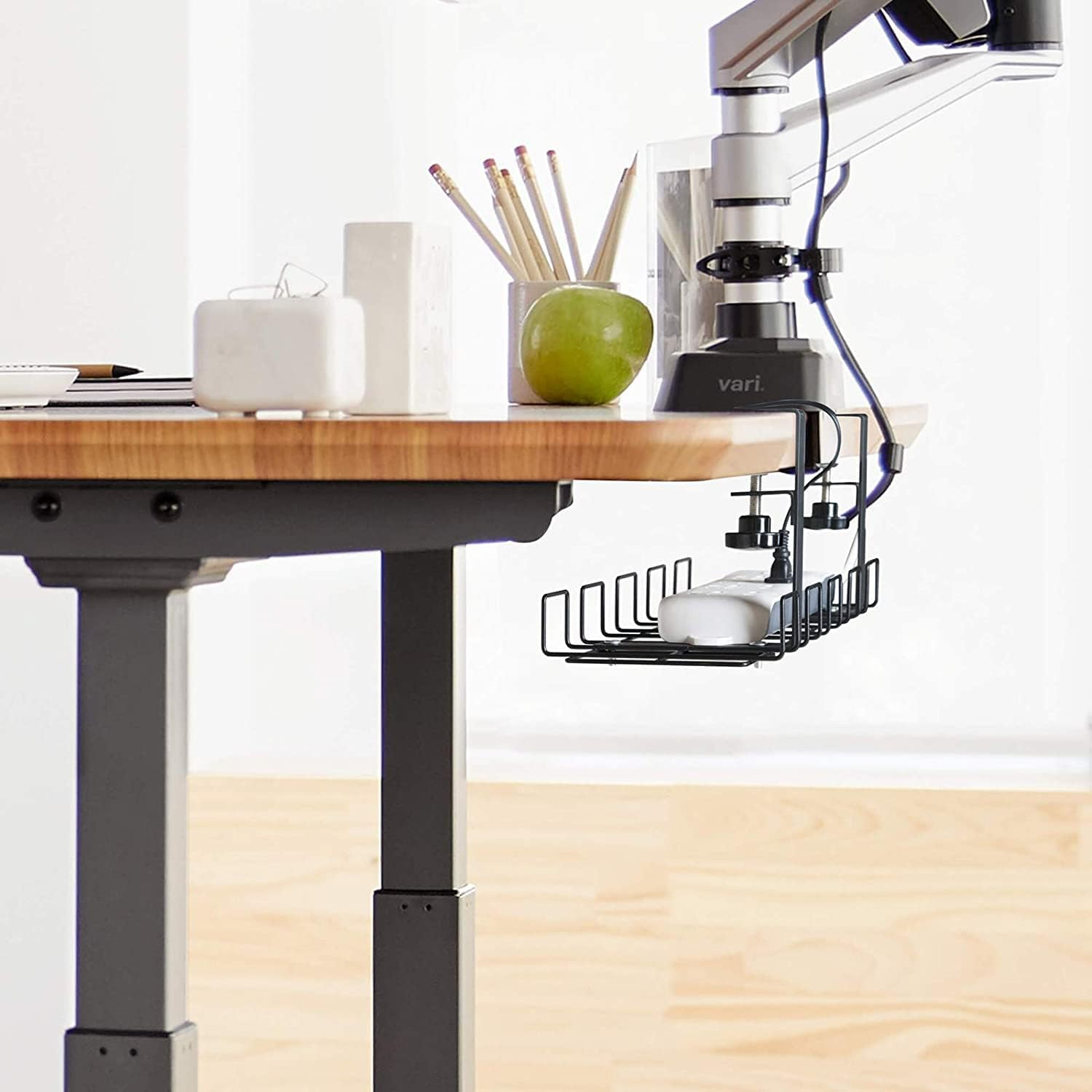 Uandhome Cable Management Tray under Desk, as Cord Basket Tray Cable Racks under Desk Cable Organizer for Wire Management, Sturdy Metal Cable Tray Basket for Office Home Standing Desk image number 4