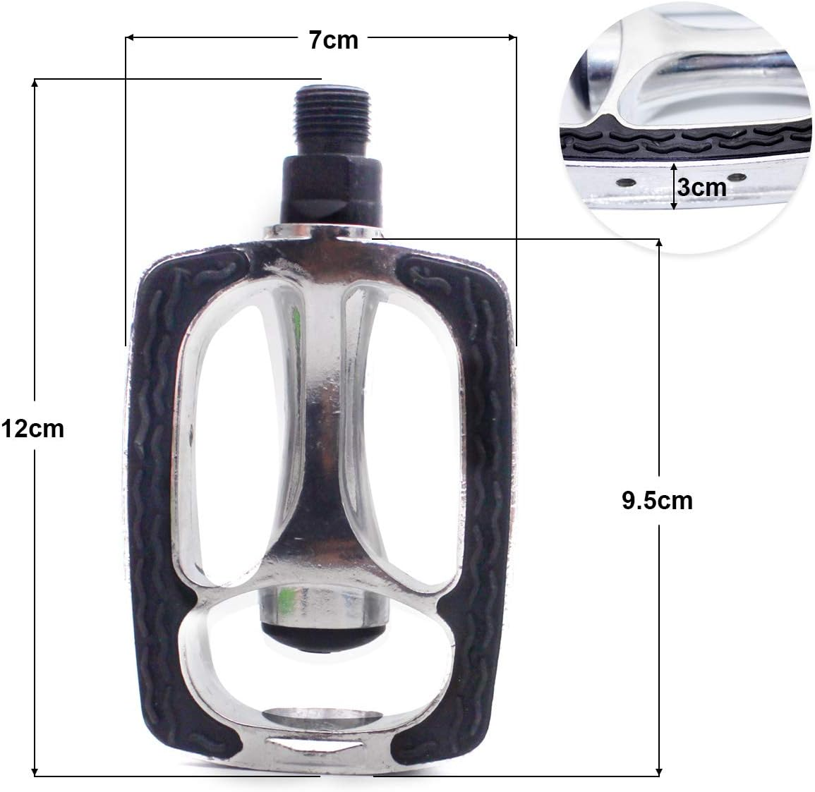 DRBIKE Bike Pedals with Toe Clips/Cages and Straps, 9/16" Aluminum Alloy or PP Bicycle Pedals for Exercise Bike Spin Bike Mountain Bike, 1 Pair image number 4