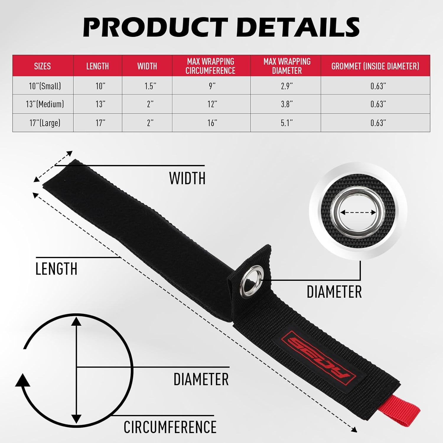 6 Pack Large Heavy Duty Easy-Carry Storage Straps 13",10", 17" Extension Cord Organizer Extendable Cable Ties Strap Loop Hanger Organizer for Cable, Hose, Power Cord, and Rope image number 4