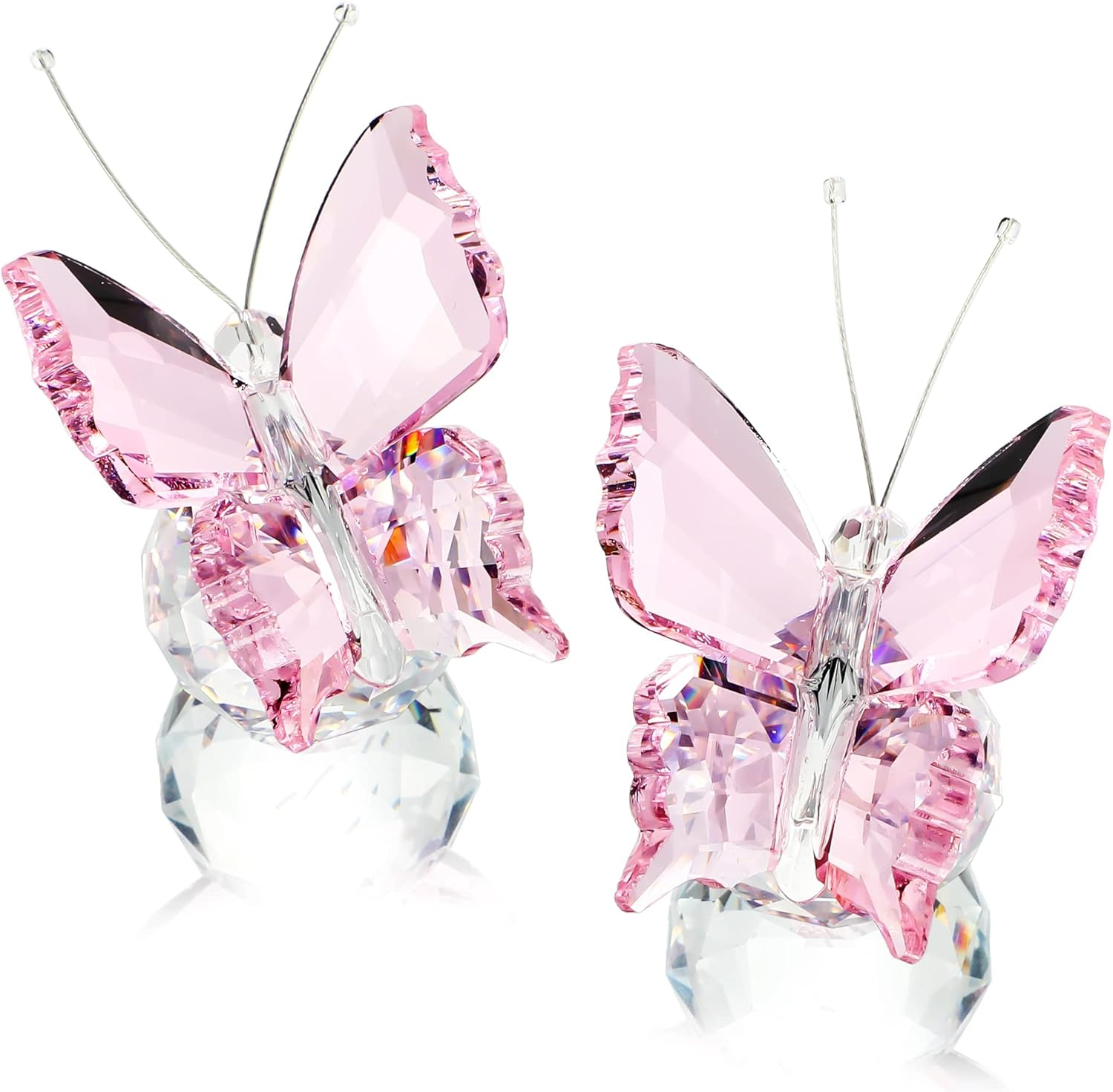 Kanpura Crystal Butterfly Figurines,Crystals Blue Butterflies Collectibles,Glass Animal Figurines for Home Wedding Decoration,Collection Gifts for Women (Pack of 2)