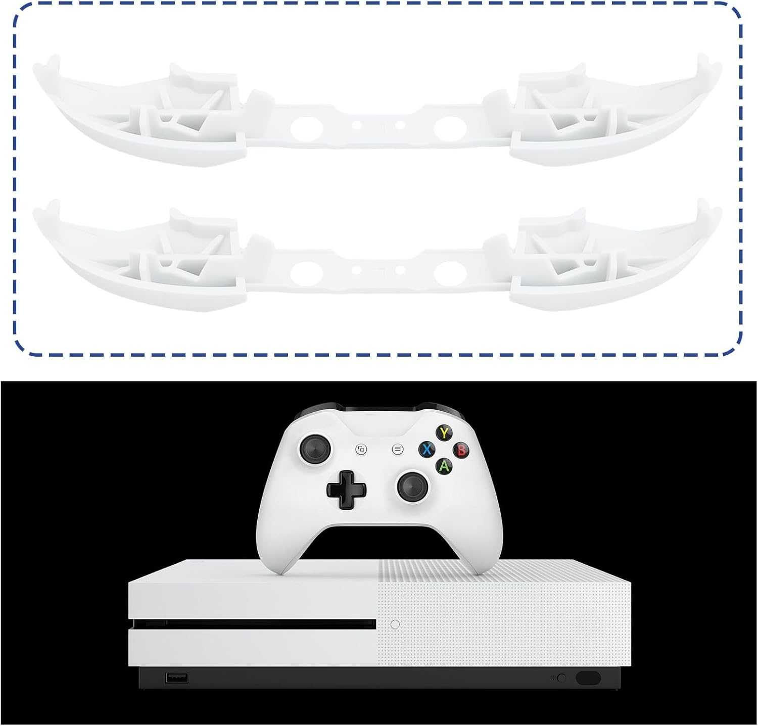 Emsea 6Pcs Trigger Bumper Button Game Console Controller Buttons Compatible with Xbox ONE Slim RB LB White - White image number 5