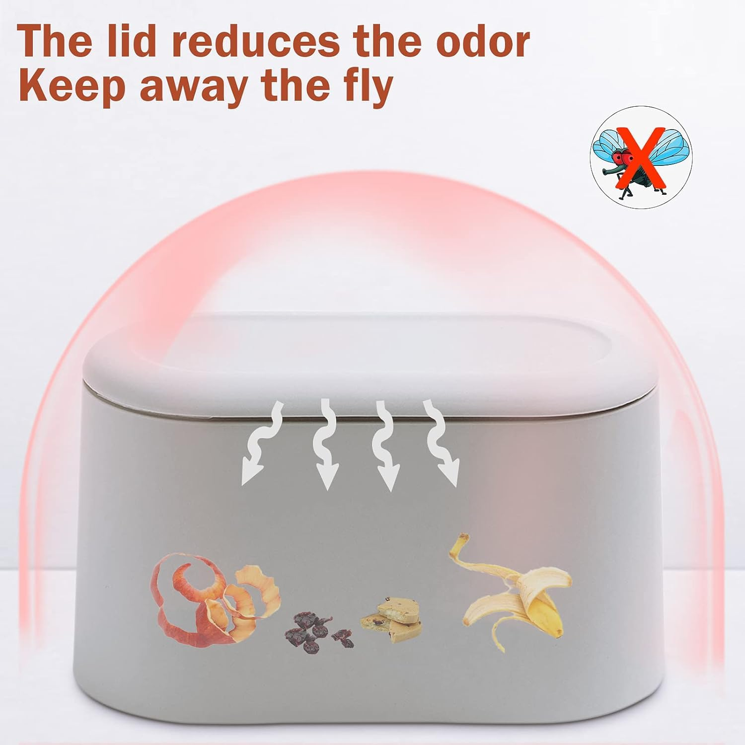 RODISHOMM Mini Desk Trash Can with Lid &ndash; Removable Small Countertop Waste Bin for Lint, Tissues, and Makeup in Bathroom, Kitchen, Office, or Vanity (White) image number 2