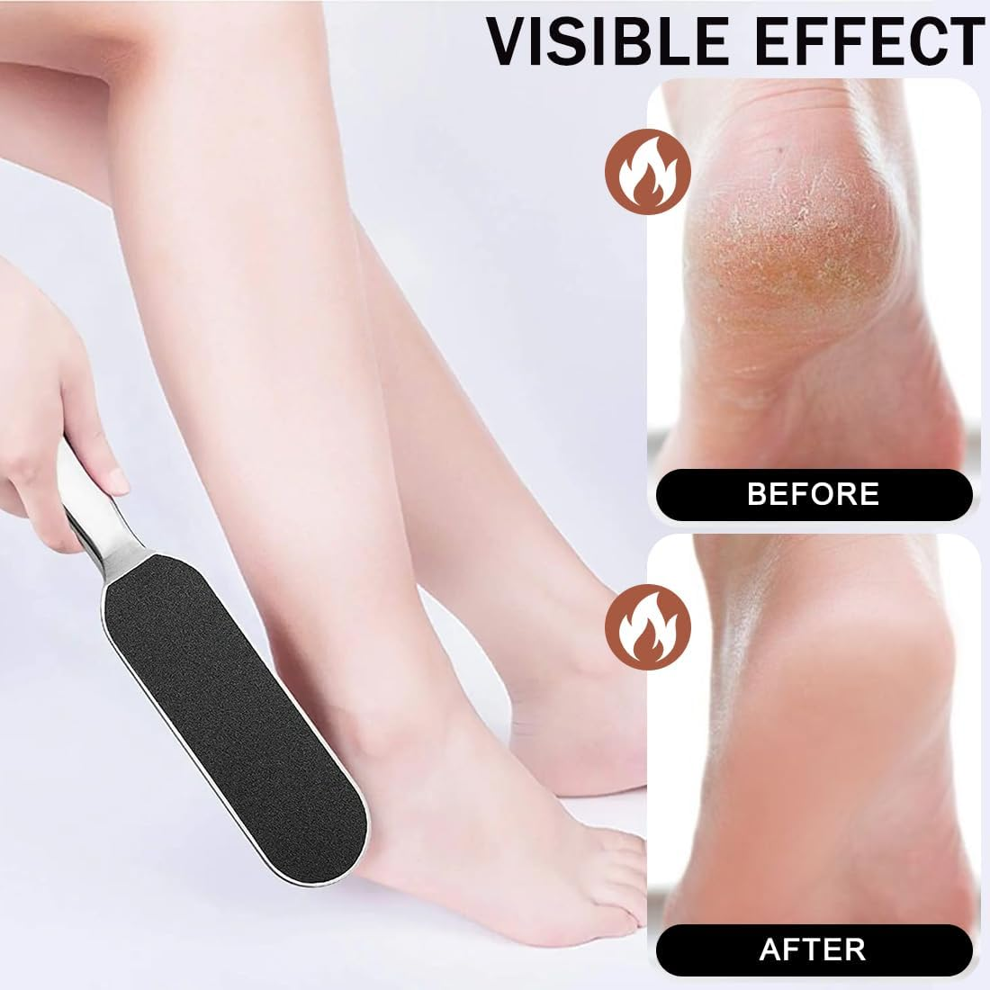 MIRKUZI Rasp Files for Foot Care, 1 Foot File with 20 Refills for Pedicure Files, Stainless Steel Foot File with Replacement Sandpaper, Stainless Steel Callus Remover for Dry Skin image number 2