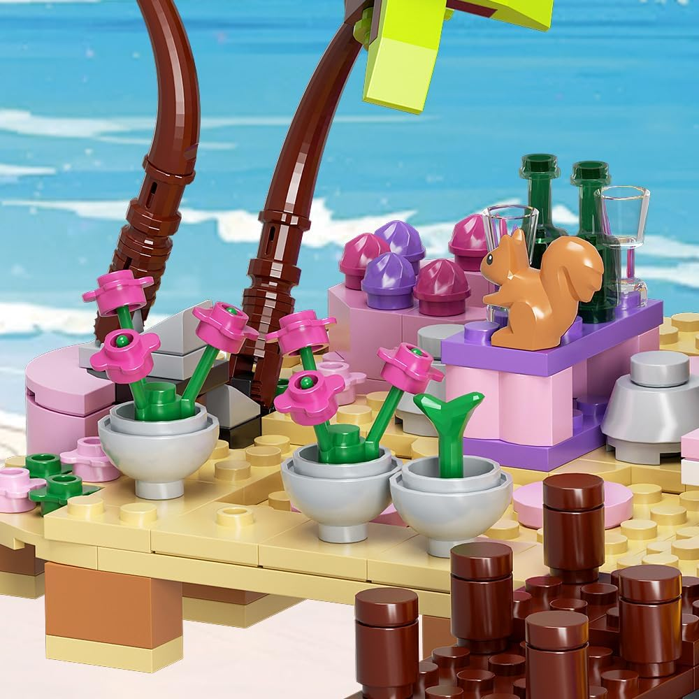 Mindbox Girls Seaside Villa Building Blocks,812Pcs Beach House Building Toys for Kids Age 8+，Mini Brick image number 1