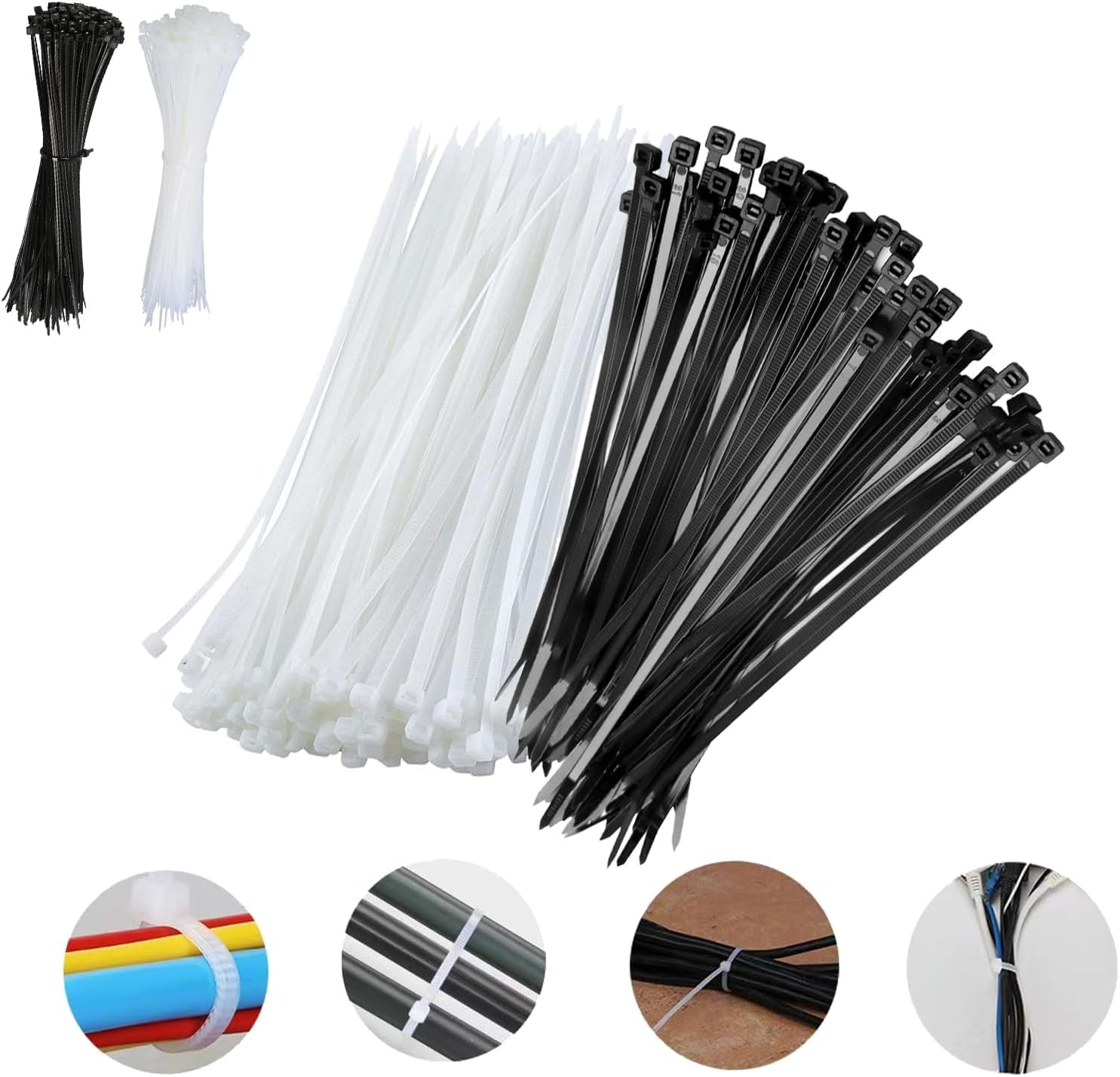50Pcs Self-Adhesive Cable Ties + 100Pcs Cable Zipper Ties, Adjustable Wire Management Cable Clips, Cable Organizer Ties, Must-Haves for Home, Workshop, Office (Total 150Pcs) (Black) image number 5