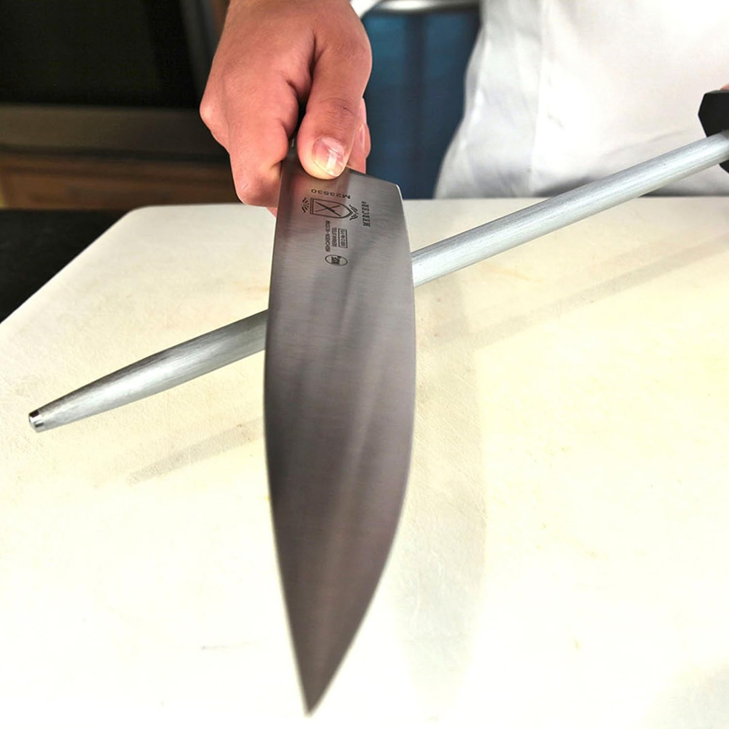 10 Inch Sharpening Steel, Professional Carbon Steel Knife Sharpener, Black image number 3