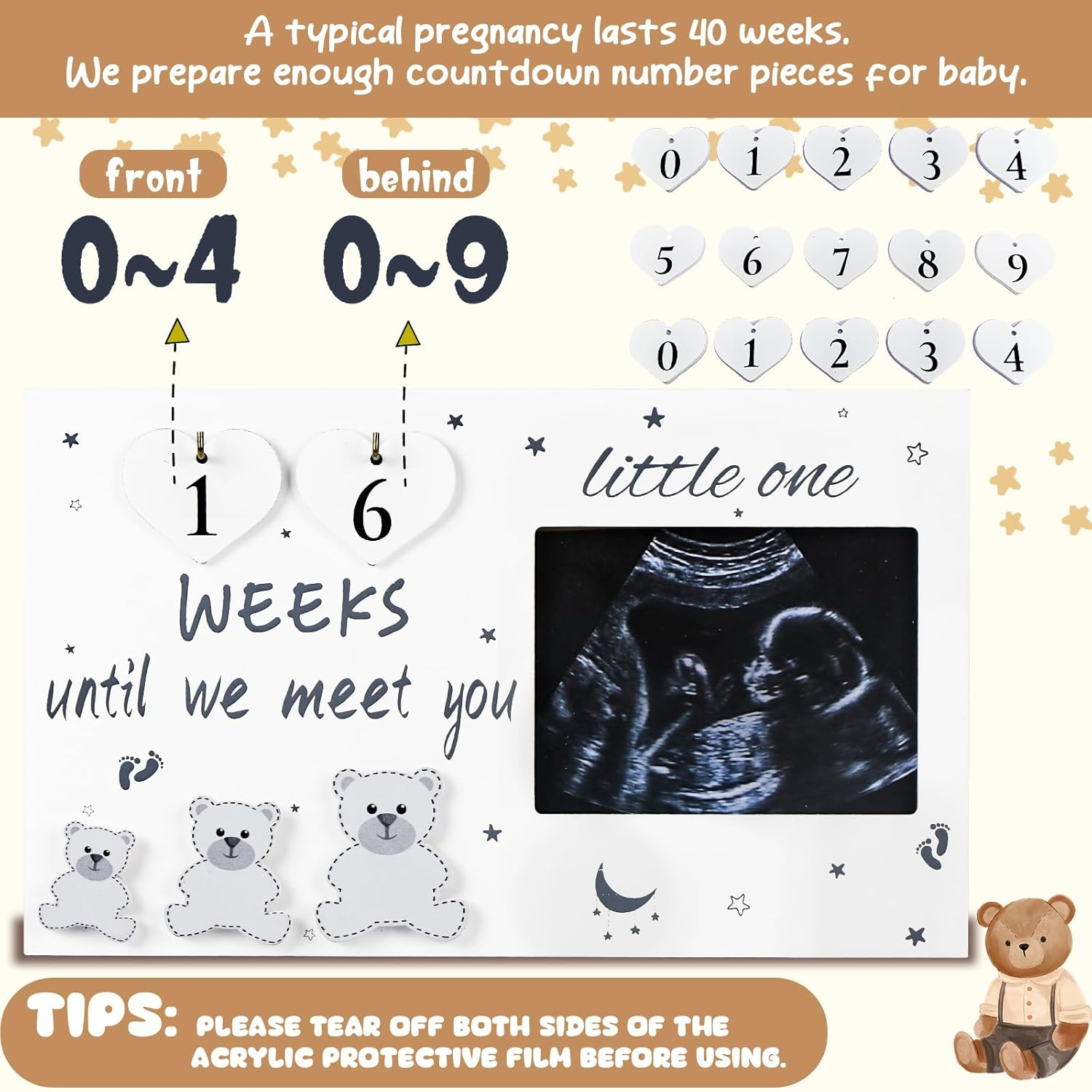 Ourwarm Ultrasound Picture Frames, Sonogram Picture Frame with Baby Countdown Weeks, Ultrasound Frame for Baby Announcement Sign, Expecting Mom Parents to Be Unique Gifts for Pregnant Women image number 5