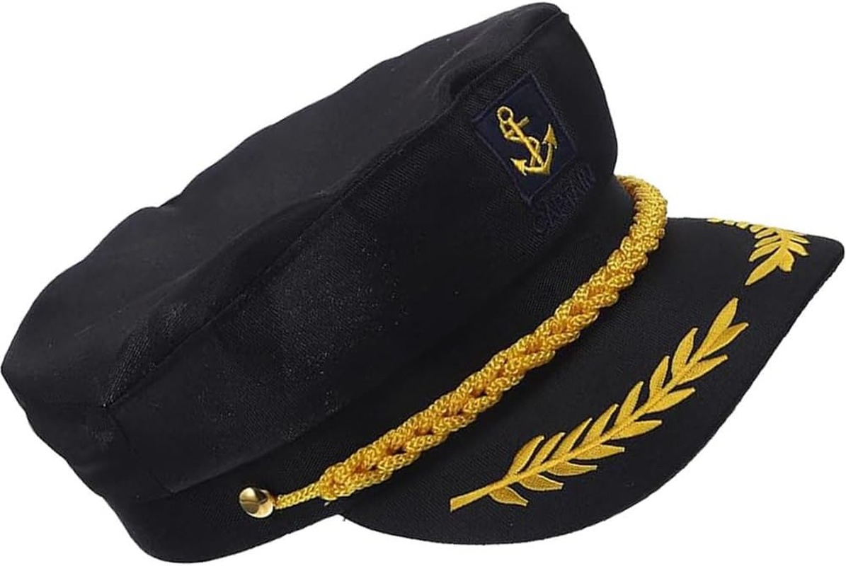 Sailor Captain Hat Navy Captains Sailors Costume Hats Adjustable Marine Cap for Men Women Adult and Kids Holiday Party Costume image number 5