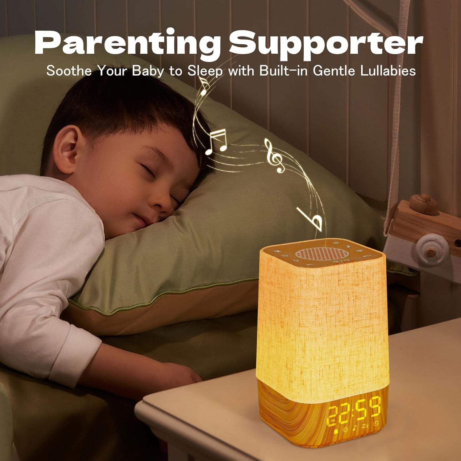 Sunrise Alarm Clock White Noise Machine Baby Portable Sound Machine with Night Light 30 Soothing Sounds Natural Wake up Light for Sleeping Baby Kids Adults (Khaki)