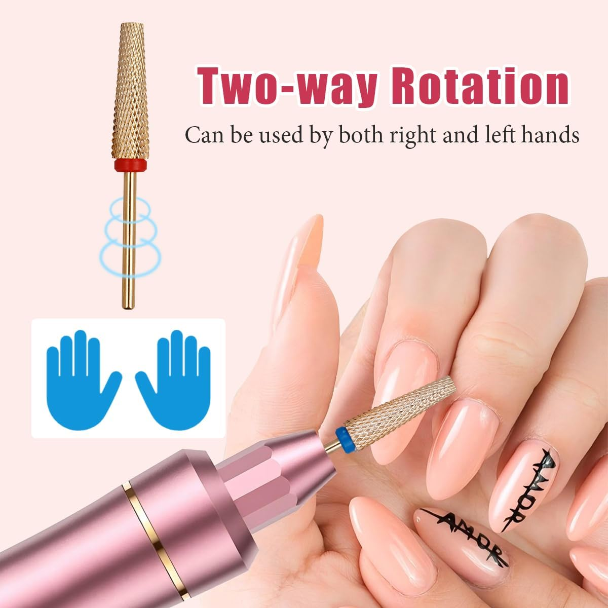 Evponk 4 Pcs Long Nail Drill Bits Set, Professional 3/32" Tungsten Steel Alloy Nail File Bits (M, C, F, XF) for Manicure, Pedicure, Salon & Home Use image number 4