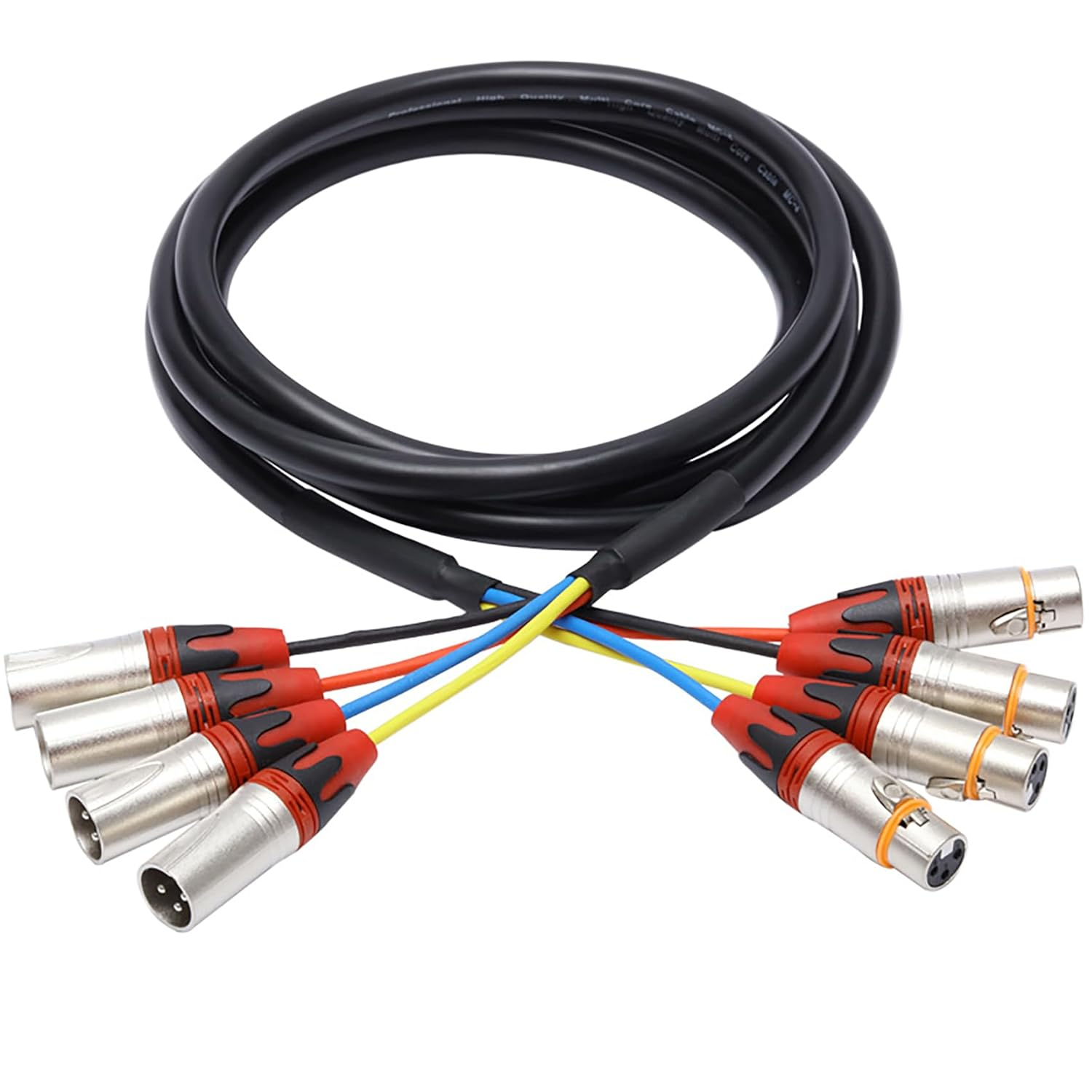 Tunghey XLR Snake Cables, 4-Channel Microphone Patch Cable Pro Audio Snake Cables XLR Male to Female Recording Color Coded Cables (1M)