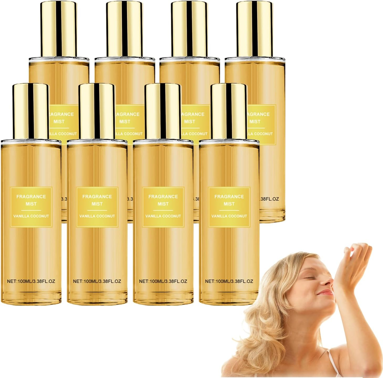 Vanilla Coconut Body Spray for Women - Long-Lasting Light Fragrance Mist for Hair and Skin Care, Vanilla Body Spray, Hydrating & Refreshing with Delicate Charming Aroma, for Daily Use (8 Bottles) image number 2