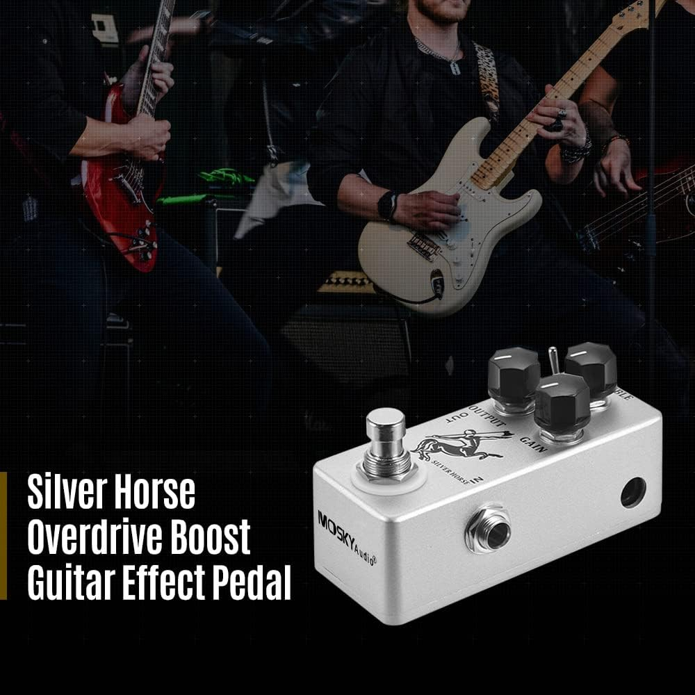 Overdrive Effect Pedal, Silver Horse Overdrive Boost Guitar Effect Pedal Full Metal Shell True Bypass