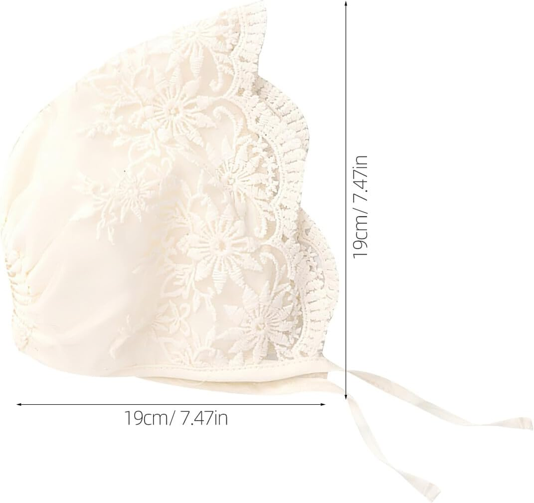 BESTOYARD 2Pcs Newborn Lace Bonnet Summer Hat for Soft Breathable Cap Tie Closure for Showers Special Occasions image number 5