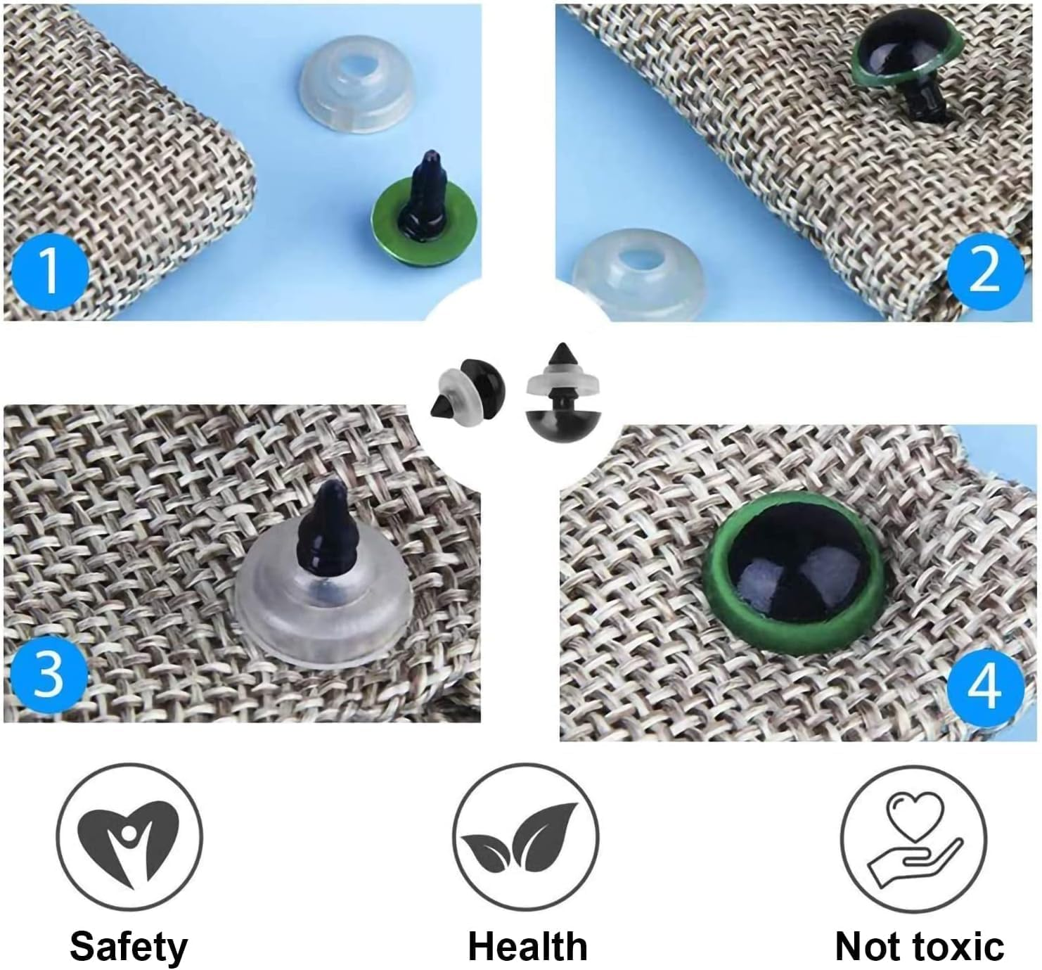GIOD 1000Pcs Safety Eyes and Noses for Amigurumi - Colored Plastic with Washers and Box - DIY Doll Eyes, Teddy Bear Nose, Stuffed Animals (Black-1000) image number 4