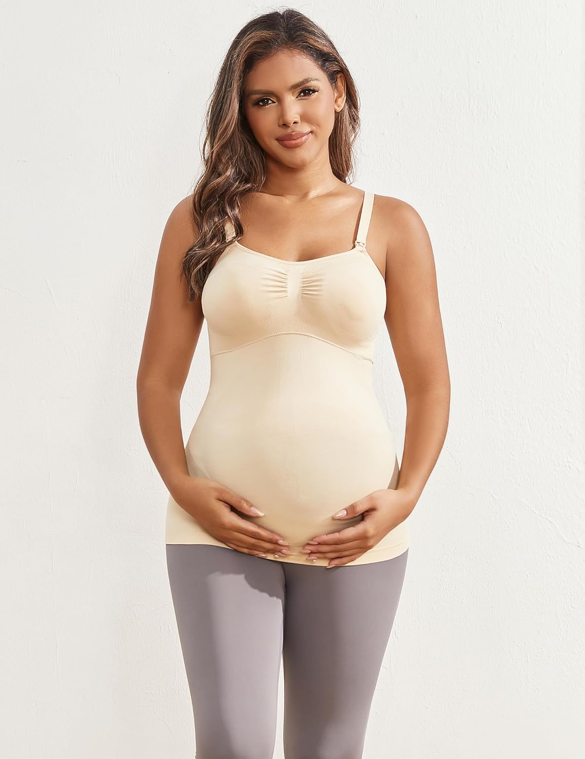 Support Nursing Tank Tops for Breastfeeding, Comfort Stretch Maternity Camisoles No Built-In Bra image number 3