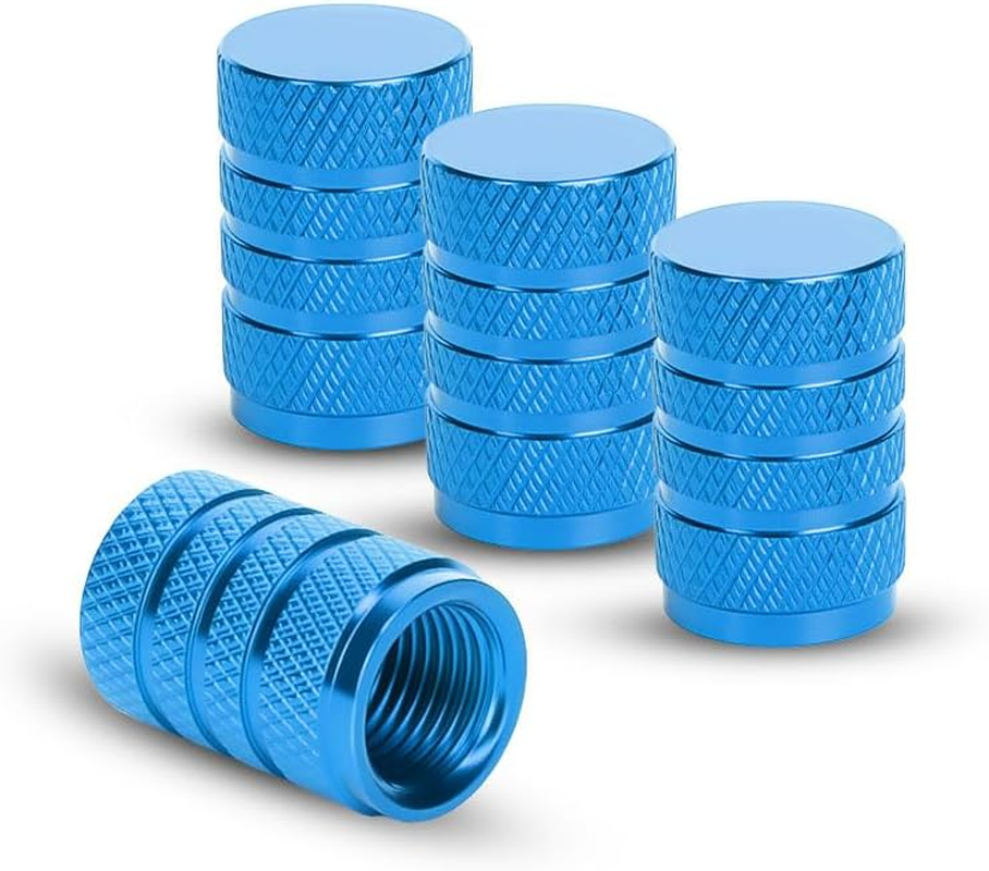 4 Pcs Tyre Valve Caps, Aluminum Car Tyre Valve Dust Caps, with Sealing Ring, Corrosion Resistant Universal Stem Covers for Cars, Trucks, Motorcycles, Bikes - Blue image number 5