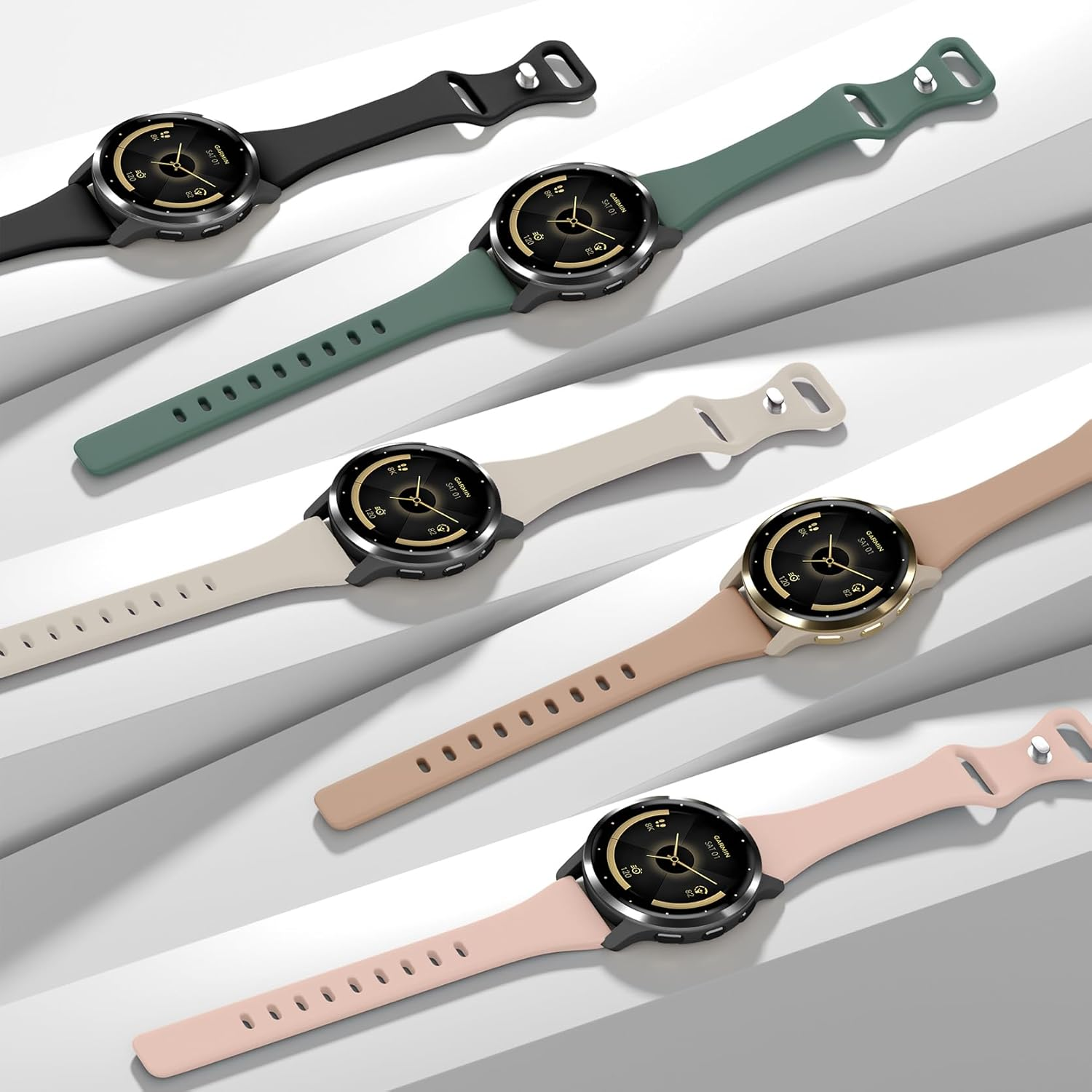 Everact 5 Pack 18Mm Slim Silicone Watch Band Compatible with Garmin Venu 3S 41Mm/Vivoactive 4S/ Venu 2S/Vivomove 3S/Forerunner 255S/Forerunner 265S,Quick Release Sport Thin Soft Narrow Strap Wristband image number 5