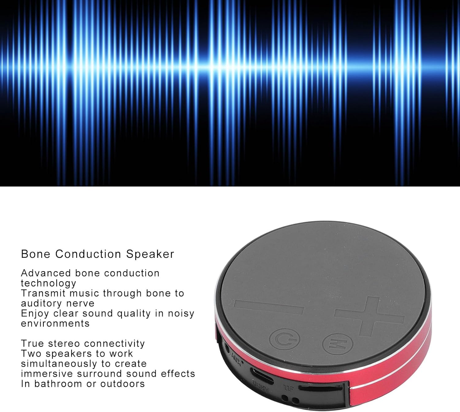 Bone Conduction Speaker, True Speakers Mini Portable Stereo Sound Portable Speaker Waterproof Music Player for Home Outdoor Travel, Suction Cup Base (Red) image number 1