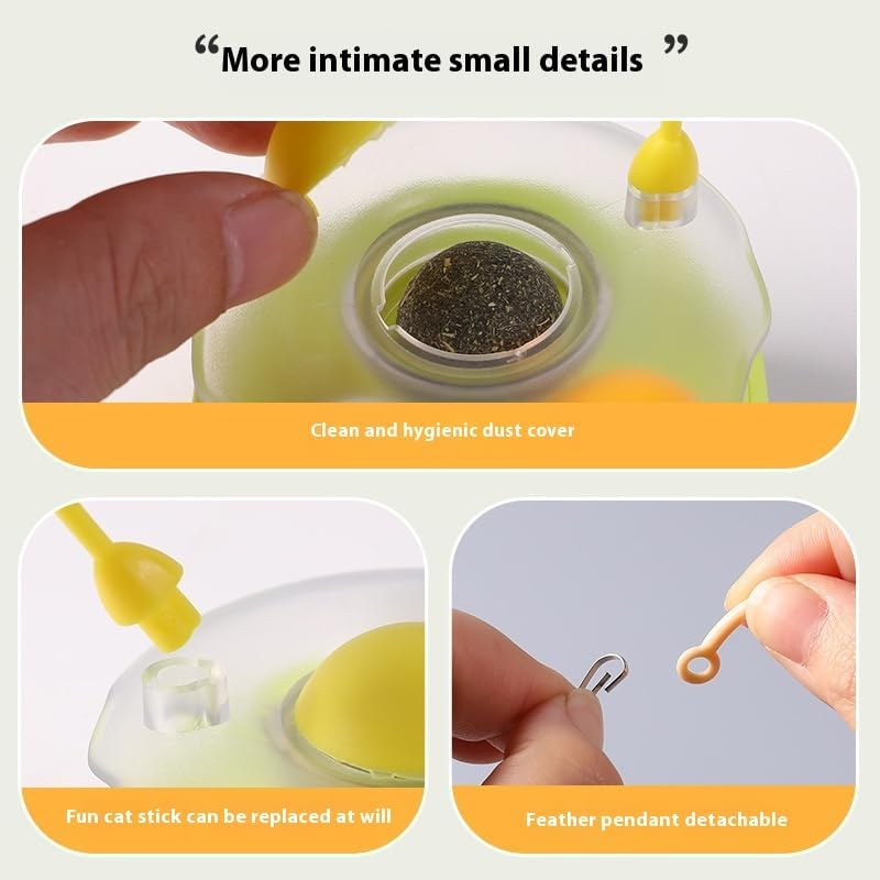 Cat Teaser Wand, a Tumbler Self-Entertaining Cat Toy, an Interactive Cat Toy with a Bouncing Ball and a Magic Wand (Green) image number 2