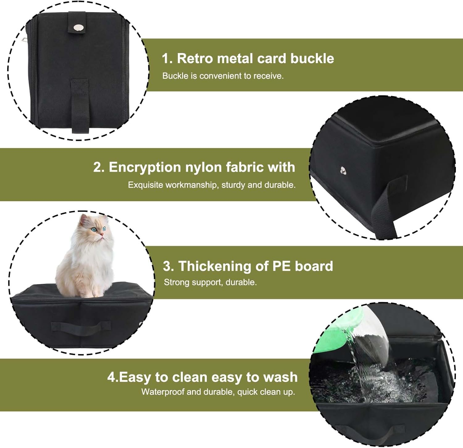 Gomety Portable Cat Travel Toilet with Lid, 40 X 32 X 15 Cm, Foldable Cat Litter Box, Waterproof with Handle, Useful Pets Cat Litter Tray for Travel, Outdoor, Camping, Home Use (Black) image number 6
